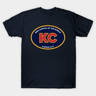 Kansas City Missouri KC BBQ Capital Blue Oval T-Shirt